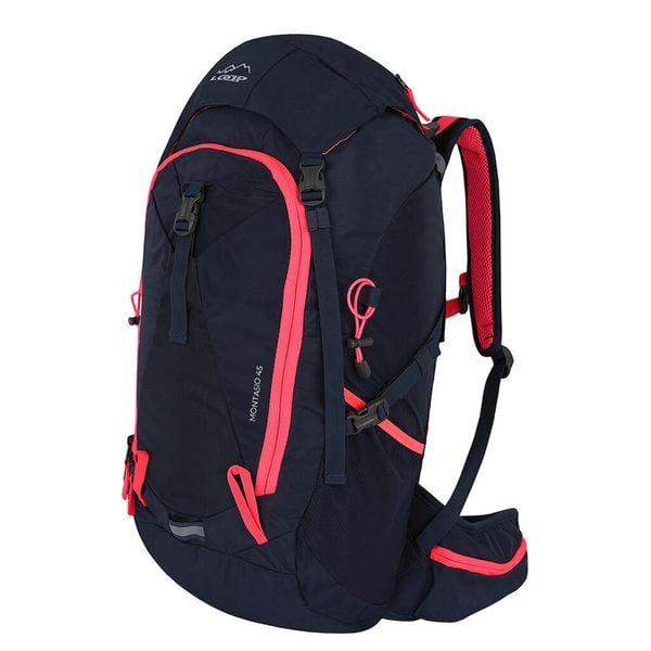 Plecak turystyczny LOAP Montasio 45, szary/fluorescencyjny koralowy róż. Brązowe plecaki damskie LOLË, bez wzorów, sportowe. Za 323.99 zł.