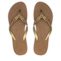 Japonki Havaianas. Brązowe klapki damskie Havaianas, bez wzorów, bez obcasa. Za 59.99 zł.