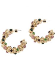 Otazu Pozłacane kolczyki-półkreole z kryształami Swarovski rozmiar: onesize. Zielone kolczyki damskie Otazu, z kryształem, pozłacane. Za 180.45 zł.