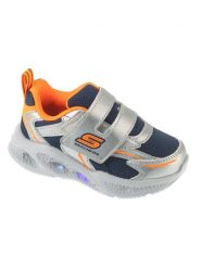 Skechers Sneakersy S-Lights: Meteor-Lights - Glow Spike 401498N/SLOR Srebrny. Szare buty sportowe chłopięce Skechers, ze skóry, bez zapięcia. Za 179.99 zł.