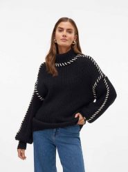 Vero Moda Golf w kolorze czarnym rozmiar: L. Czarne golfy damskie Vero Moda, l, z aplikacjami, bez ramiączek. Za 109.78 zł.