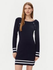 Morgan Sukienka dzianinowa 251-RMVALI Granatowy Slim Fit. Niebieskie sukienki damskie Morgan, xl, bez wzorów, z dzianiny, bez kołnierzyka, bez ramiączek. Za 199.99 zł.