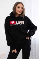 Bluza bawełniana ocieplana z kapturem Love czarna. Czarne bluzy z kapturem damskie KESI, l, z bawełny. Za 271.84 zł.