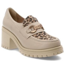 Beżowe Półbuty Armodo Stylowe Obuwie Damskie Lampart. Brązowe półbuty damskie Armodo, z aplikacjami, ze skóry, eleganckie, bez obcasa, na obcasie. Za 389.00 zł.