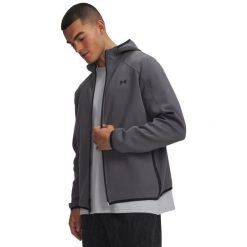 Kurtka polarowa UA Unstoppable z pełnym zamkiem Szary. Czarne bluzy sportowe męskie Under Armour, l, bez wzorów, z materiału, z kapturem. Za 651.99 zł.