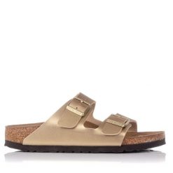 Klapki damskie Birkenstock Arizona BS. Szare klapki damskie Birkenstock, bez wzorów, z materiału, bez obcasa. Za 439.00 zł.