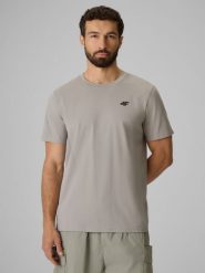 4F T-shirt regular gładki męski - szary M. Szare t-shirty męskie 4f, m, bez wzorów, z bawełny, bez kołnierzyka. Za 49.99 zł.