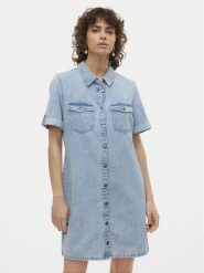 Vero Moda Sukienka jeansowa Jennie 10309665 Niebieski Regular Fit. Niebieskie sukienki damskie Vero Moda, m, bez wzorów, z bawełny, bez kołnierzyka, bez ramiączek. Za 119.99 zł.