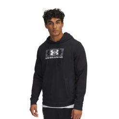 Bluza męska Under Armour Rival Terry Logo. Szare bluzy bez kaptura męskie Under Armour, bez wzorów, sportowe, bez kołnierzyka, bez ramiączek. Za 169.99 zł.