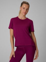 4F Koszulka treningowa loose szybkoschnąca damska - fioletowa XL. Fioletowe bluzki sportowe damskie 4f, xl, bez kołnierzyka, bez ramiączek. Za 79.99 zł.