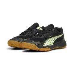 Halowe buty sportowe Solarflash III PUMA Black Fizzy Apple Yellow. Czarne buty sportowe na co dzień damskie Puma, bez wzorów, do piłki ręcznej. Za 279.99 zł.