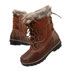 Buty sportowe Geographical Norway. Brązowe buty sportowe na co dzień damskie Geographical Norway, bez wzorów, z polaru. Za 199.00 zł.
