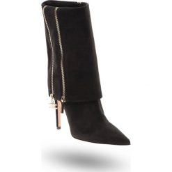 BOTKI ELISABETTA FRANCHI. Czarne botki damskie Elisabetta Franchi, ze skóry, bez obcasa, na obcasie, bez zapięcia. Za 1,599.50 zł.