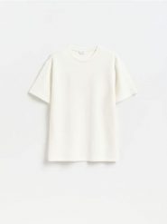 T-shirt regular z modalem - złamana biel. T-shirty męskie Reserved, l, bez wzorów, z dzianiny, bez kołnierzyka. Za 89.99 zł.
