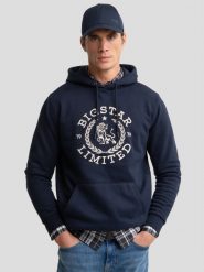 Bluza męska z kapturem granatowa Hanes 403. Niebieskie bluzy z kapturem męskie Big Star, l, z dzianiny. W wyprzedaży za 159.99 zł.