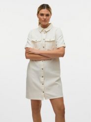 Vero Moda Sukienka jeansowa Jennie 10309665 Biały Regular Fit. Białe sukienki damskie Vero Moda, xl, bez wzorów, z bawełny, bez kołnierzyka, bez ramiączek. Za 129.99 zł.