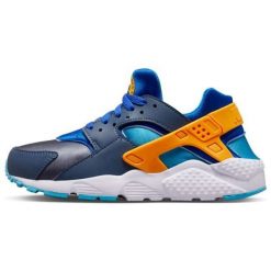 Buty Nike Air Huarache Run 654275 422 niebieskie. Niebieskie buty sportowe na co dzień damskie bez wzorów, z materiału. Za 491.47 zł.