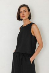 TOP CARA CZARNY L - Flawless. Czarne topy damskie Flawless, l, bez wzorów, z jeansu, bez kołnierzyka. Za 259.00 zł.
