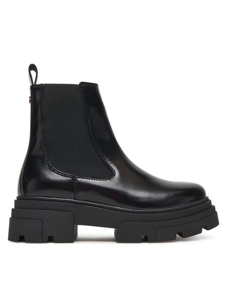 Tommy Hilfiger Sztyblety Shiny FW0FW09042 Czarny. Czarne botki damskie Tommy Hilfiger, ze skóry, bez obcasa, na płaskiej podeszwie, bez zapięcia. Za 519.99 zł.