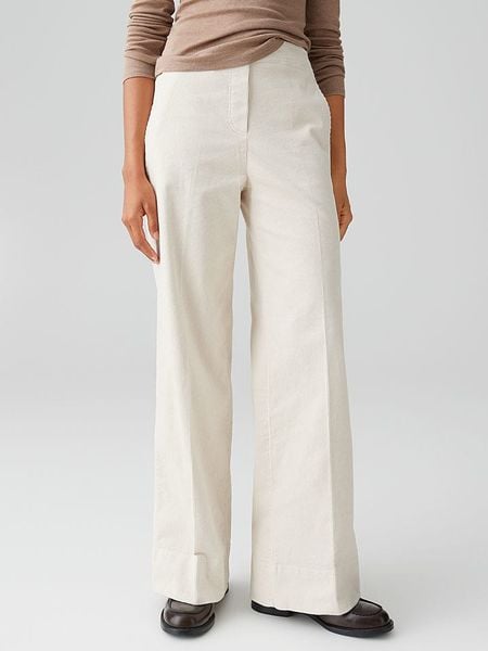 OPUS Spodnie sztruksowe "Mileni" w kolorze białym rozmiar: 40. Białe spodnie materiałowe damskie Opus, bez wzorów, ze sztruksu, z podwyższonym stanem. Za 192.79 zł.