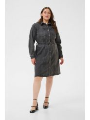 KAFFE curve Sukienka dżinsowa "Cally" w kolorze antracytowym rozmiar: 54. Czarne sukienki damskie KAFFE curve, na co dzień, bez wzorów, z tkaniny, bez kołnierzyka, bez ramiączek, midi, proste. Za 217.99 zł.