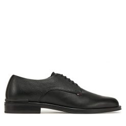 Półbuty Tommy Hilfiger. Czarne buty wizytowe męskie Tommy Hilfiger, bez zapięcia. Za 439.99 zł.
