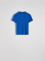 T-shirt regular - niebieski. Niebieskie t-shirty damskie Reserved, l, bez wzorów, z bawełny, bez kołnierzyka. W wyprzedaży za 19.99 zł.