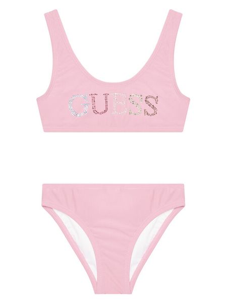 Guess Strój kąpielowy J5GZ00 KCA60 Różowy. Czerwone stroje kąpielowe dziewczęce Guess, z aplikacjami, z syntetyku. Za 119.99 zł.