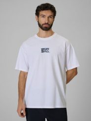 4F T-shirt loose z nadrukiem męski - biały XL. Białe t-shirty męskie 4f, m, bez wzorów, z bawełny, bez kołnierzyka. Za 79.99 zł.