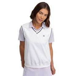 Damska wiatroszczelna kamizelka golfowa Siroko Grace White. Białe kamizelki damskie SIROKO, l, z materiału. Za 171.00 zł.