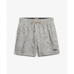 Kąpielówki z nadrukiem 15" Superdry. Białe kąpielówki męskie Superdry., l, bez wzorów, z materiału, do pływania. Za 253.30 zł.