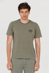 AERONAUTICA MILITARE Zielony t-shirt męski. Zielone t-shirty męskie AERONAUTICA MILITARE, m, bez wzorów, bez kołnierzyka. W wyprzedaży za 209.99 zł.