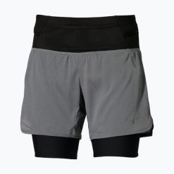 Spodenki do biegania damskie Mizuno Trail Multipocket 2in1. Szare szorty damskie Mizuno, bez wzorów, sportowe. Za 369.99 zł.