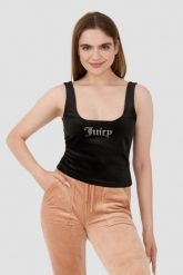 JUICY COUTURE Czarny top Bromley. Czarne topy damskie Juicy Couture, s, bez wzorów, bez kołnierzyka. W wyprzedaży za 159.99 zł.
