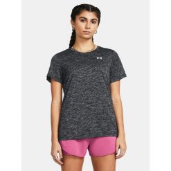 Koszulka fitness damska UNDER ARMOUR 1384230 z krótkim rękawem. Czarne bluzki damskie Under Armour, xs, bez wzorów, bez ramiączek. Za 79.99 zł.