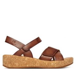 Sandały Josef Seibel. Brązowe sandały damskie Josef Seibel, bez wzorów, bez obcasa, na koturnie. Za 439.99 zł.