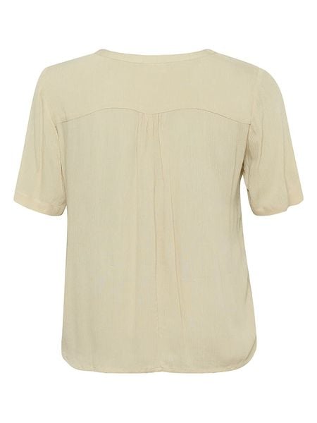 KAFFE curve Bluzka w kolorze kremowym rozmiar: 46. Brązowe bluzki damskie KAFFE curve, s, bez wzorów, z wiskozy, klasyczne, bez kołnierzyka, bez ramiączek. Za 48.05 zł.