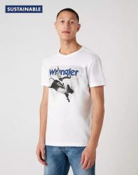 MĘSKI T-SHIRT WRANGLER SS PHOTO W TEE WHITE W7G7D3989 112131830. Białe t-shirty męskie Wrangler, m, bez wzorów, bez kołnierzyka. Za 69.99 zł.
