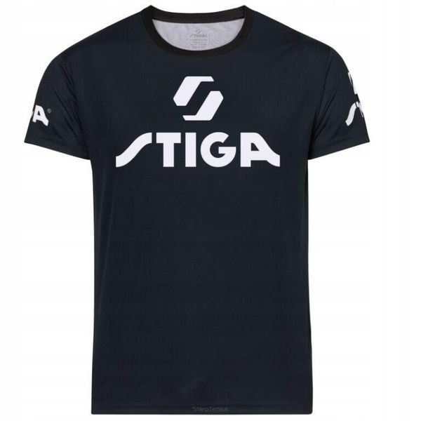 Koszulka sportowa Stiga Player T-Shirt. Czarne bluzki sportowe damskie STIGA, uniwersalny, z materiału, bez kołnierzyka, bez ramiączek. Za 179.99 zł.