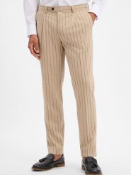 Finshley & Harding London spodnie z modułowej kolekcji Mężczyźni Slim Fit beżowy, 98. Brązowe spodnie materiałowe męskie Finshley & Harding London, bez wzorów, biznesowe. Za 349.95 zł.