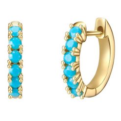 Glanzstücke München Srebrne kolczyki kreole srebro wysokiej próby Turkusowy (rek.) żółte złoto Kolczyki koła 1 ct Damski. Niebieskie kolczyki damskie Glanzstücke München, z turkusem, pozłacane. Za 249.99 zł.