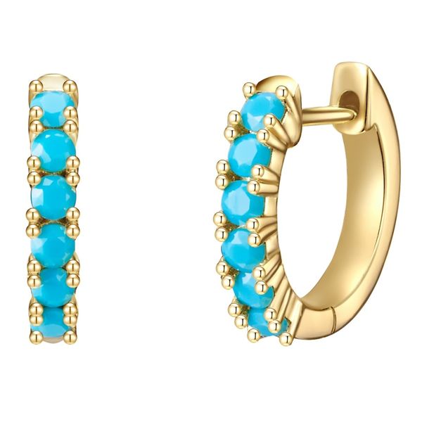 Glanzstücke München Srebrne kolczyki kreole srebro wysokiej próby Turkusowy (rek.) żółte złoto Kolczyki koła 1 ct Damski. Niebieskie kolczyki damskie Glanzstücke München, z turkusem, pozłacane. Za 249.99 zł.