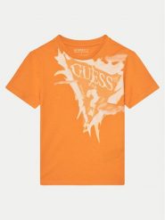 Guess T-Shirt L5GI20 K8HM4 Pomarańczowy Regular Fit. Brązowe t-shirty chłopięce Guess, z aplikacjami, z bawełny, bez ramiączek. Za 59.99 zł.