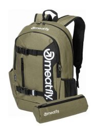 Plecak Basejumper z przegrodą na laptopa 22L Meatfly + piórnik. Zielone plecaki damskie Meatfly, bez wzorów, z materiału. Za 254.99 zł.