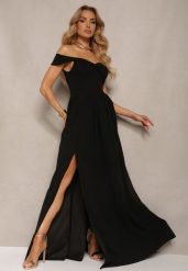 Czarna Elegancka Długa Sukienka Hiszpanka Wykończona Rozcięciem na Dole Idelia. Czarne sukienki damskie Renee, na lato, l, bez wzorów, z materiału, eleganckie, bez kołnierzyka, bez ramiączek, maxi. W wyprzedaży za 146.99 zł.