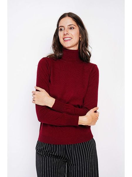 ASSUILI Golf w kolorze bordowym rozmiar: 42. Czerwone golfy damskie Assuili, bez wzorów, bez ramiączek. Za 108.99 zł.