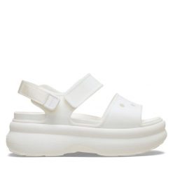 Sandały Crocs. Brązowe sandały damskie Crocs, bez wzorów, bez obcasa, na płaskiej podeszwie. Za 249.99 zł.