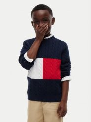 Tommy Hilfiger Sweter KB0KB09753 Granatowy Regular Fit. Niebieskie swetry chłopięce Tommy Hilfiger, bez wzorów, z bawełny, bez kołnierzyka. Za 329.99 zł.