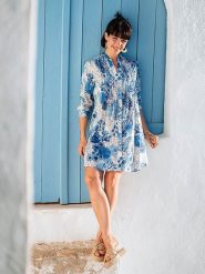 Isla Bonita by SIGRIS Sukienka w kolorze niebiesko-białym rozmiar: L. Białe sukienki damskie Isla Bonita by SIGRIS, l, bez wzorów, z bawełny, bez kołnierzyka, bez ramiączek, midi. Za 100.28 zł.