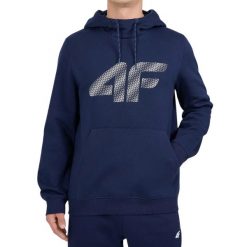 Bluza męska 4F z wysokim kołnierzem. Niebieskie bluzy z kapturem męskie 4f, m, z bawełny. Za 179.99 zł.